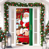 Aperturee - Funny Toilet Santa Red Green Christmas Door Cover